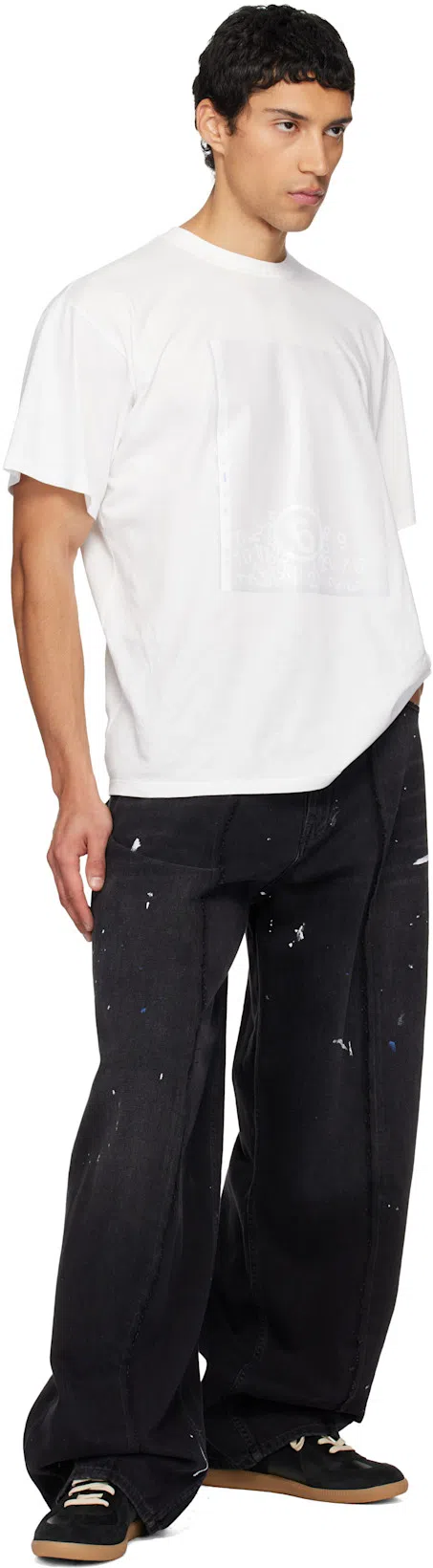 MAISON MARGIELA Casual Low Top Sneakers With Suede Panels In Black