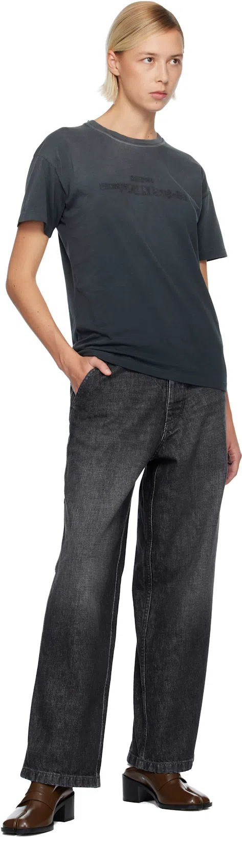 MAISON MARGIELA Elevated Black T-shirt With Distressed Detailing And Signature Logo