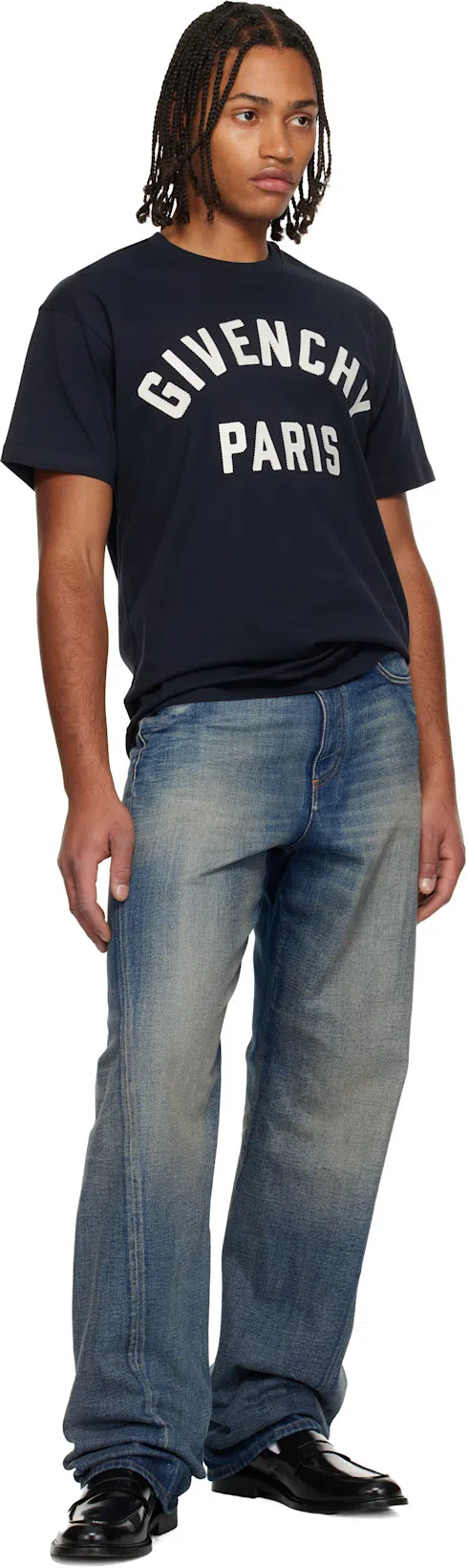 GIVENCHY Men Black Crewneck T-shirt With Maxi Logo Lettering On The Front In Cotton Man