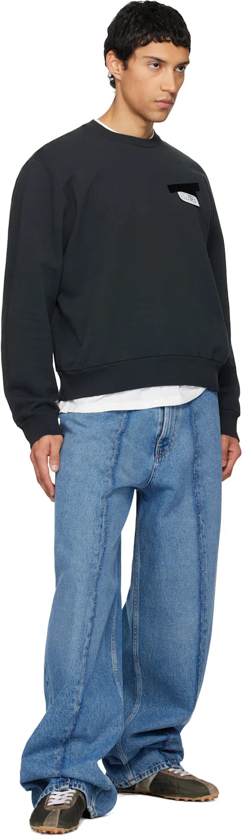 MM6 MAISON MARGIELA Mm6 By Maison Margiela Wool Taped Label Crewneck Sweater In Black