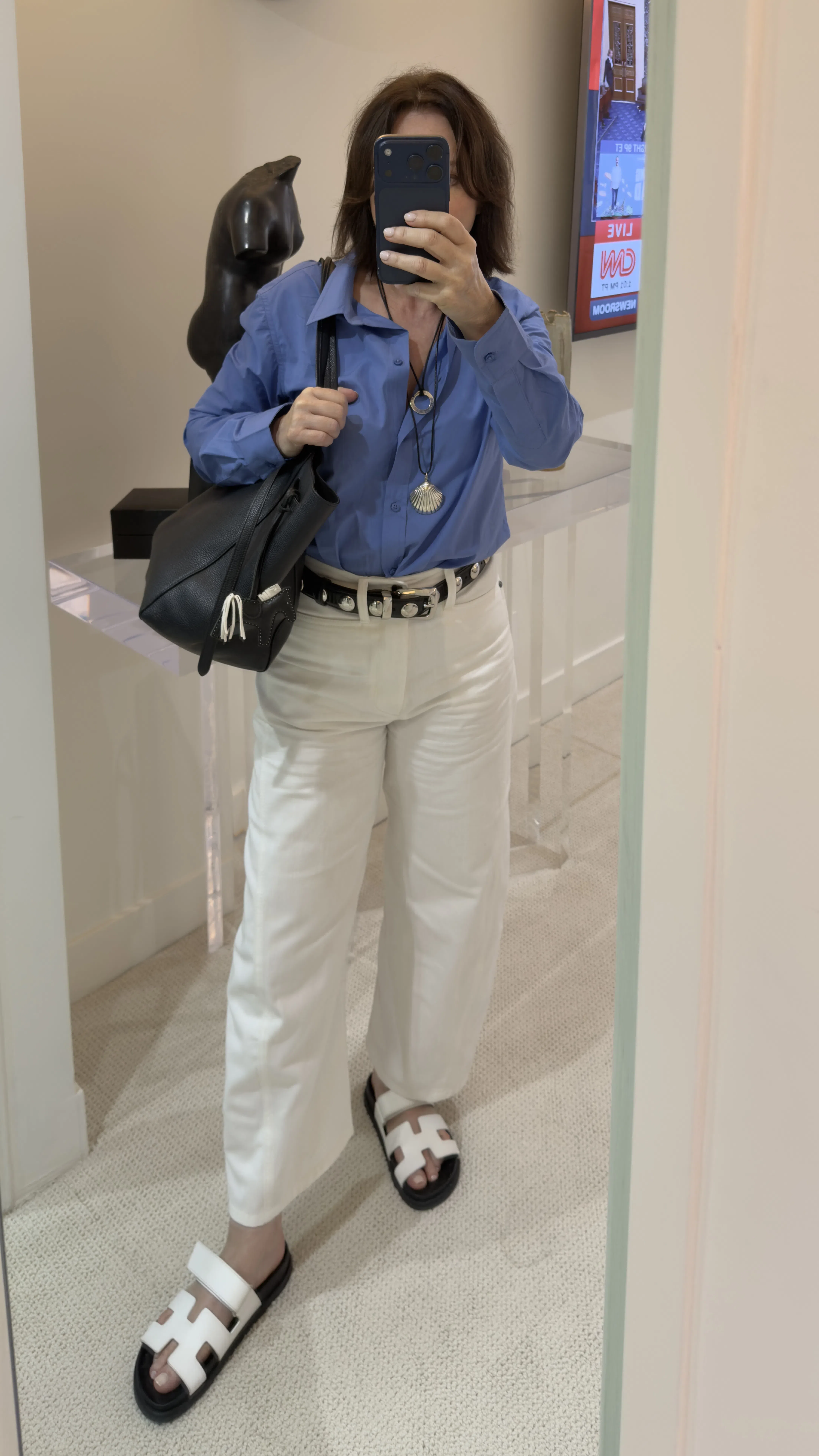 KHAITE 3cm Benny Leather & Studs Belt In Black