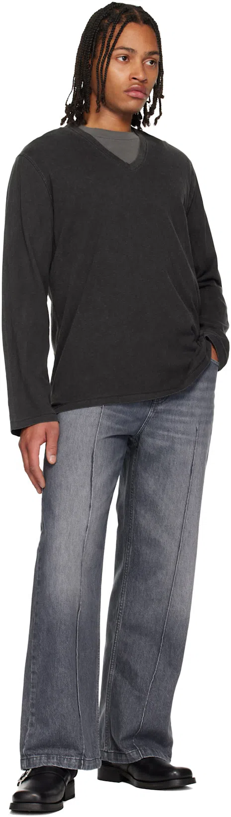 OUR LEGACY Mens Worn Black Boxy Short-sleeve Cotton-jersey T-shirt In Gray