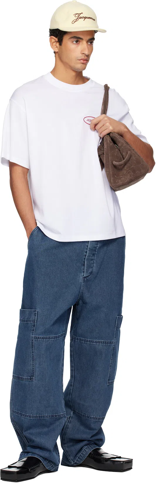 JACQUEMUS Crew Neck Short Sleeve Fitted T-shirt In White