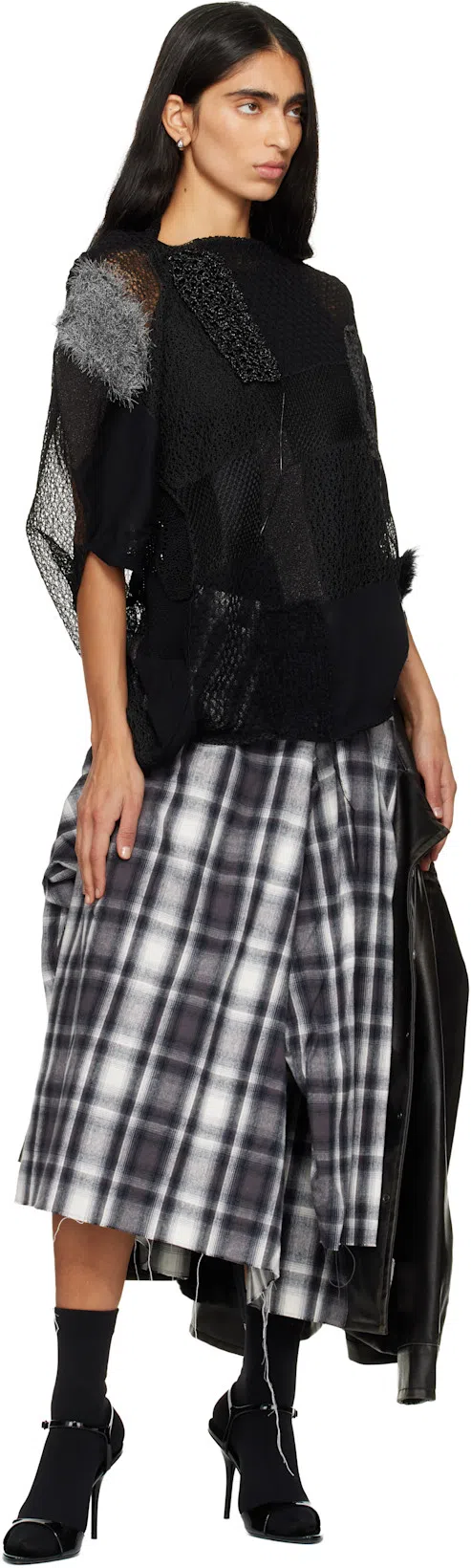 BALENCIAGA Avenue Sock Black Sandal In Patent Leather And Mesh