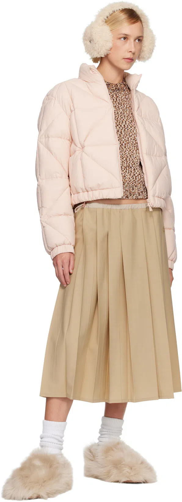 MONCLER Marled Wool Crewneck Sweater In Brown