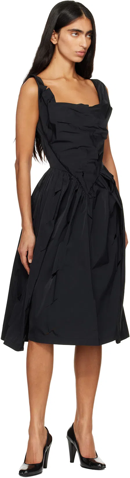 VIVIENNE WESTWOOD Asymmetrical Midi Dress In Black