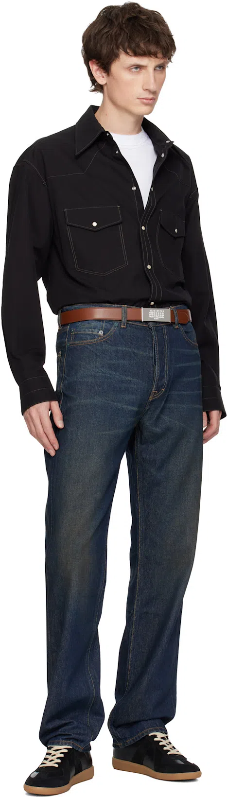 MAISON MARGIELA Casual Low Top Sneakers With Suede Panels In Black