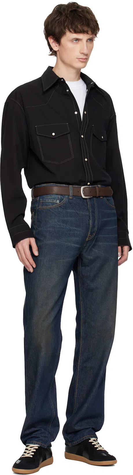 MAISON MARGIELA Casual Low Top Sneakers With Suede Panels In Black