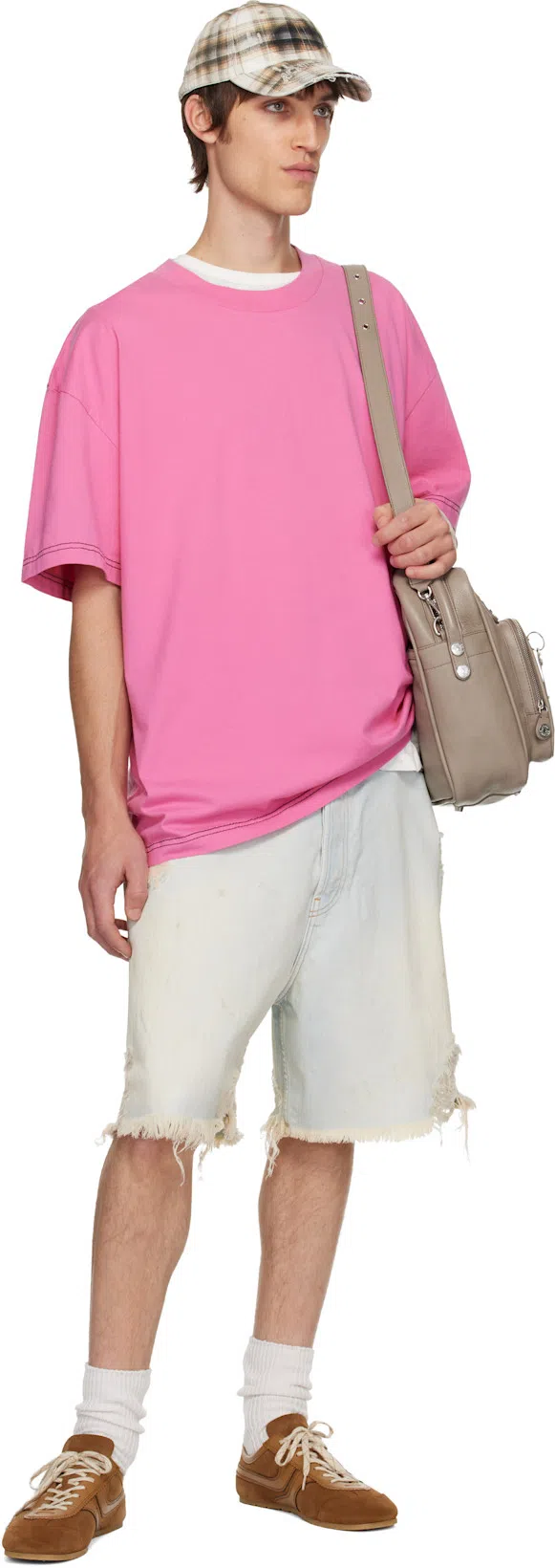 ACNE STUDIOS Light-washed Denim Shorts With Distressed Hem In Blue