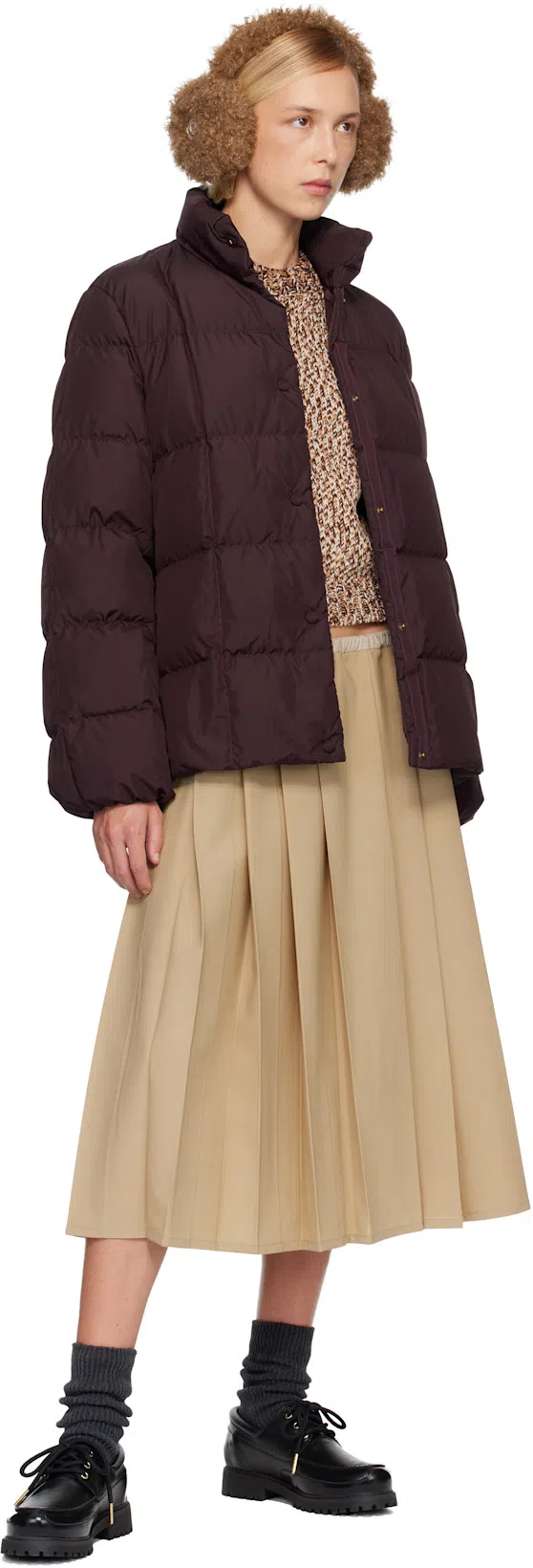 MONCLER Marled Wool Crewneck Sweater In Brown