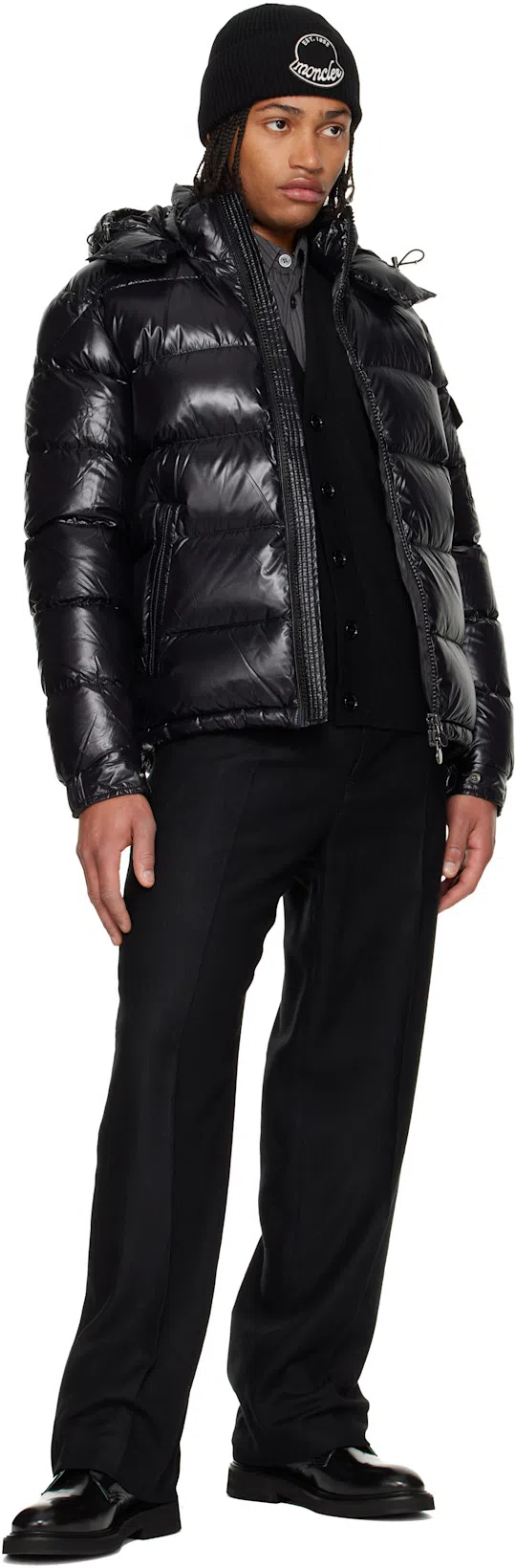 MONCLER Men Detachable Hood Padded Down Jacket In Black