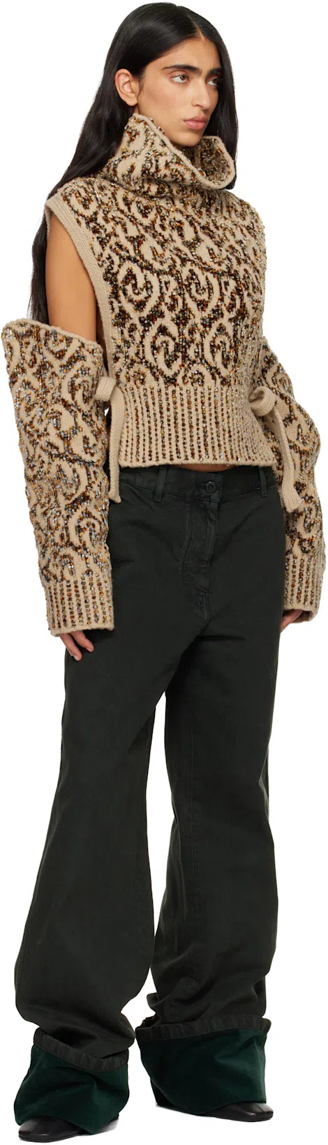 DRIES VAN NOTEN Pointed Toe Ankle Boots With Sculptural Heel In Black