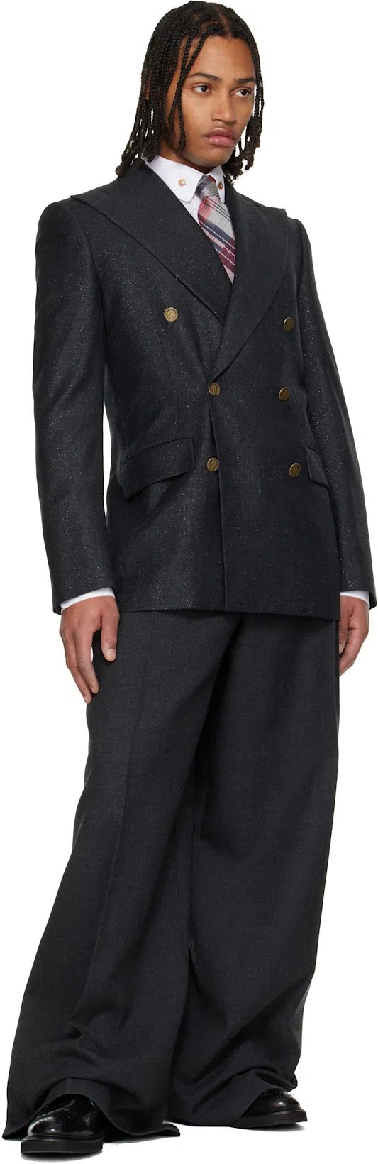 VIVIENNE WESTWOOD Shirt With Subtle Orb Embroidery And Tailored Fit In Gray