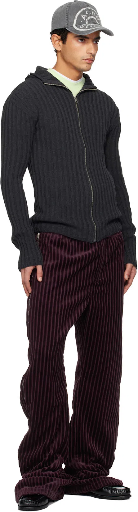 ACNE STUDIOS Stamped Monogram Calf Leather Loafers In Black