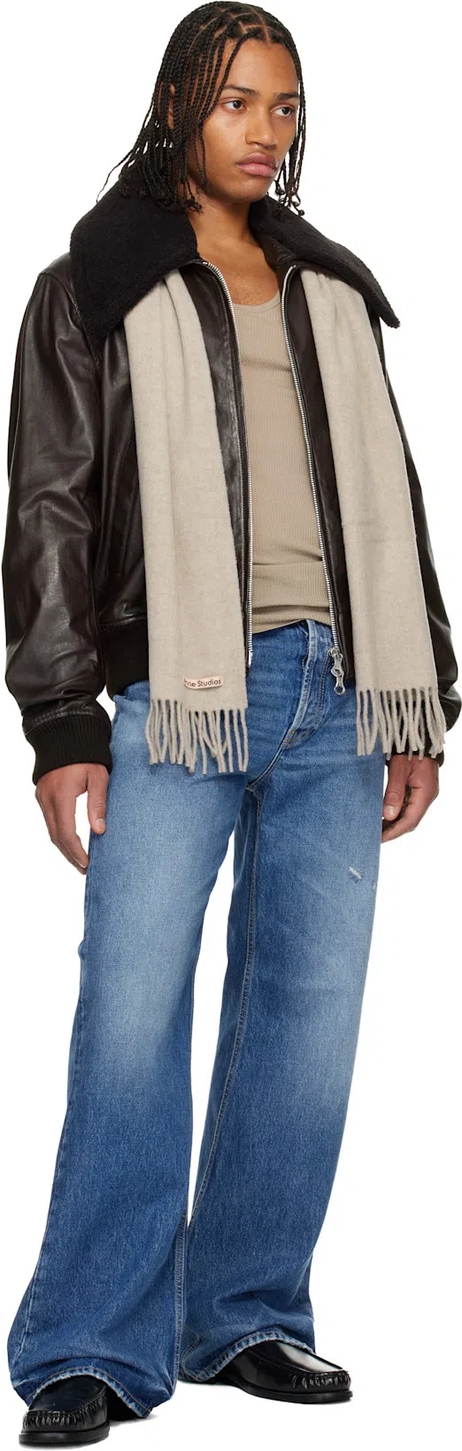 ACNE STUDIOS Stamped Monogram Calf Leather Loafers In Black