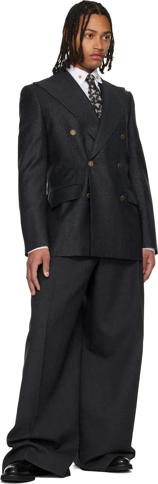 VIVIENNE WESTWOOD Shirt With Subtle Orb Embroidery And Tailored Fit In Gray