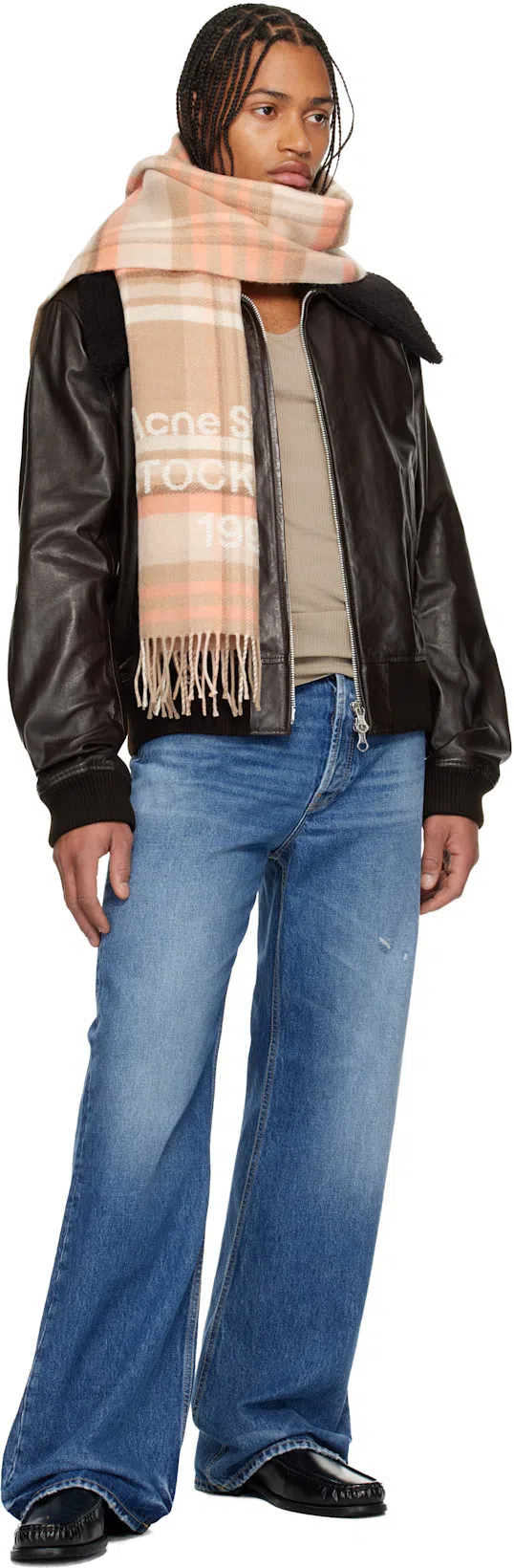 ACNE STUDIOS Stamped Monogram Calf Leather Loafers In Black