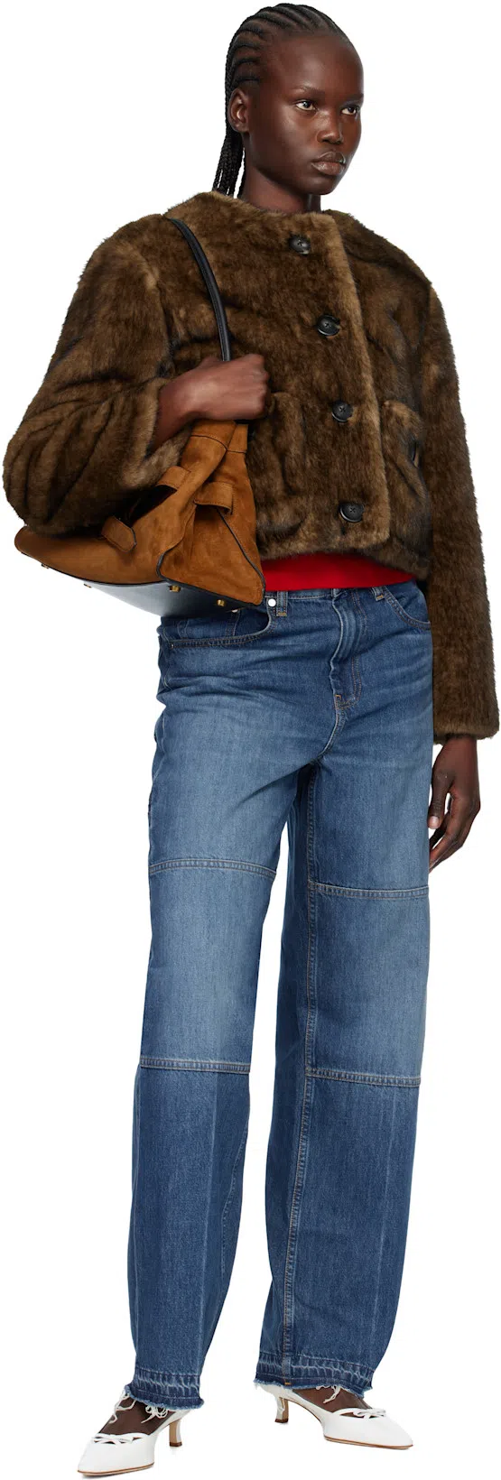 MARC JACOBS Dakota Suede Shoulder Bag With Buckle Straps In Brown