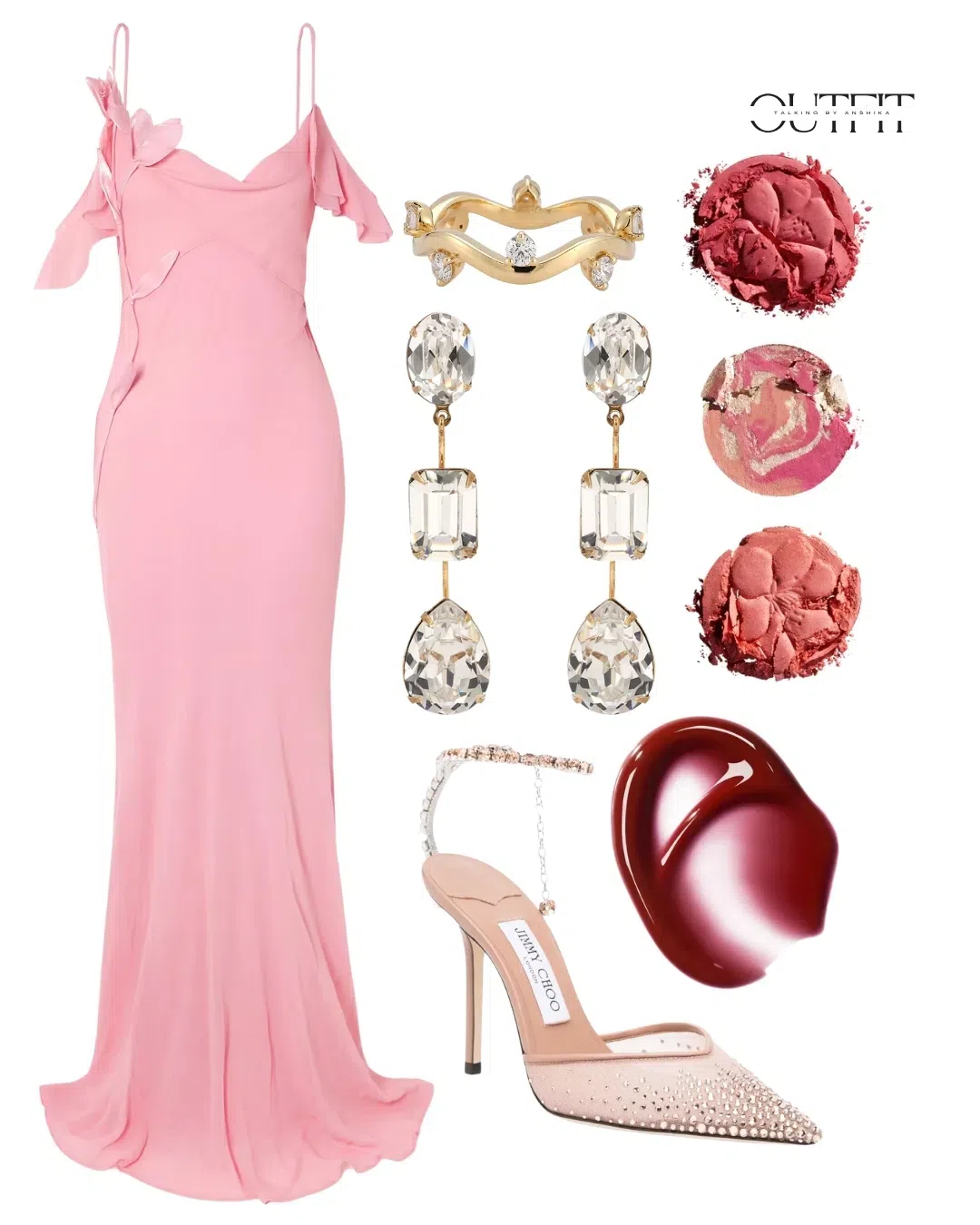 SELF-PORTRAIT Self Portrait Long Dress In Pink