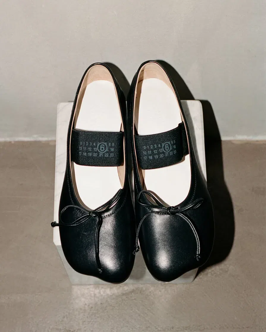 MM6 MAISON MARGIELA Ballet Flats Square Toe Bow Detail In Multi