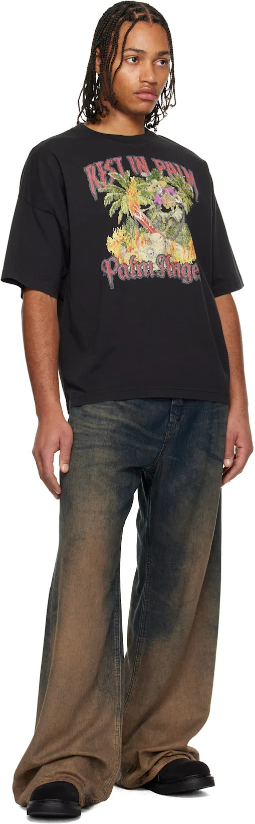 PALM ANGELS Rest In Palm Loose T-shirt In Black