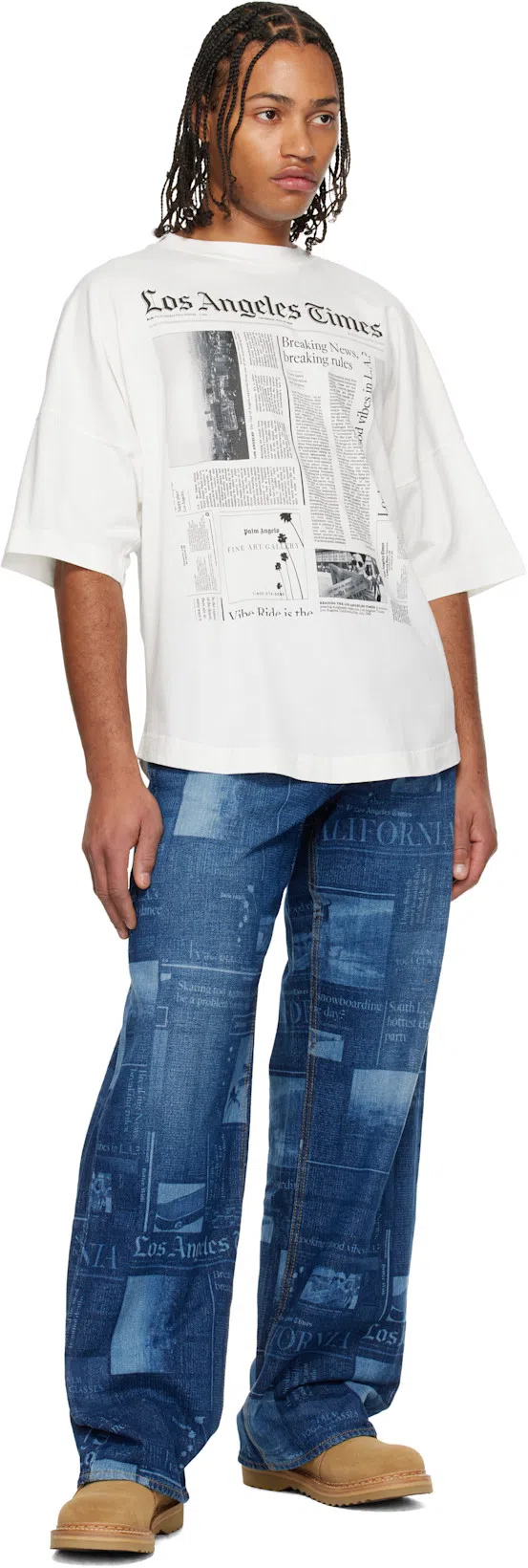 PALM ANGELS Paxlatimes News Over T-shirt In White