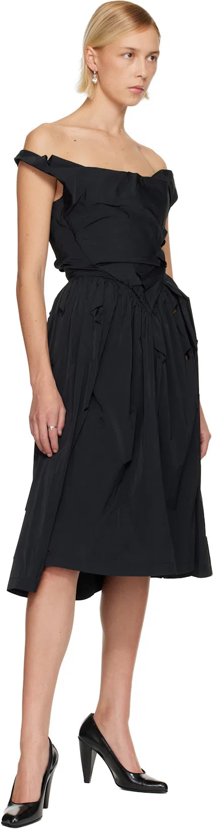 VIVIENNE WESTWOOD Asymmetrical Midi Dress In Black