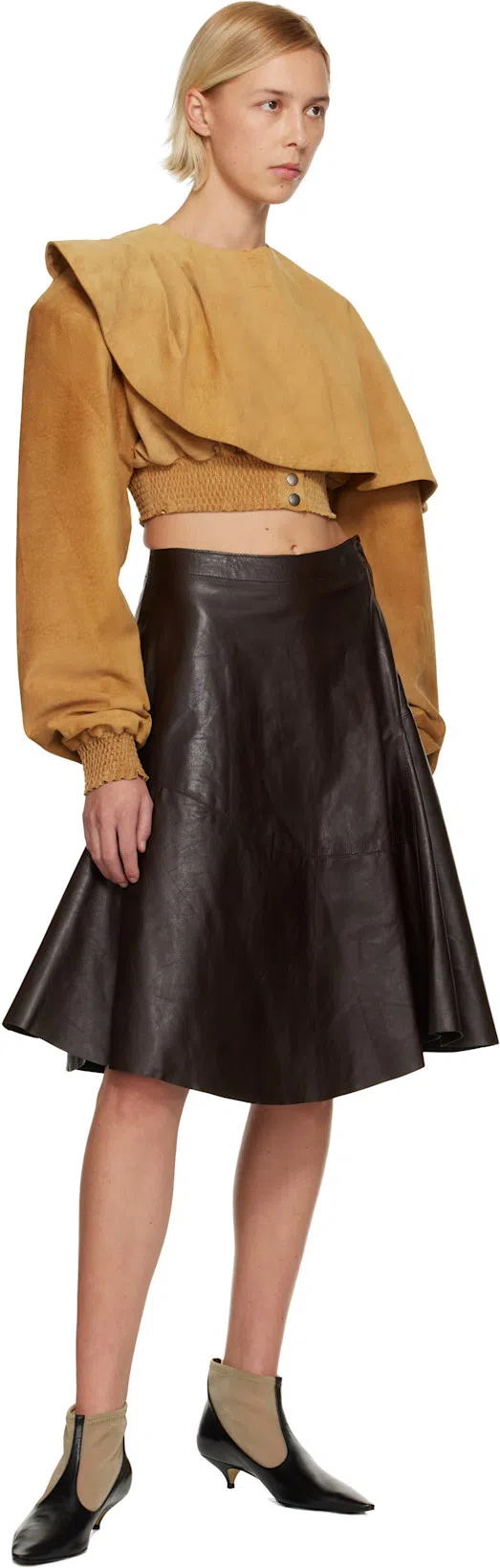 THE ROW Mesh Leather-trimmed Ankle Boots In Blk Black