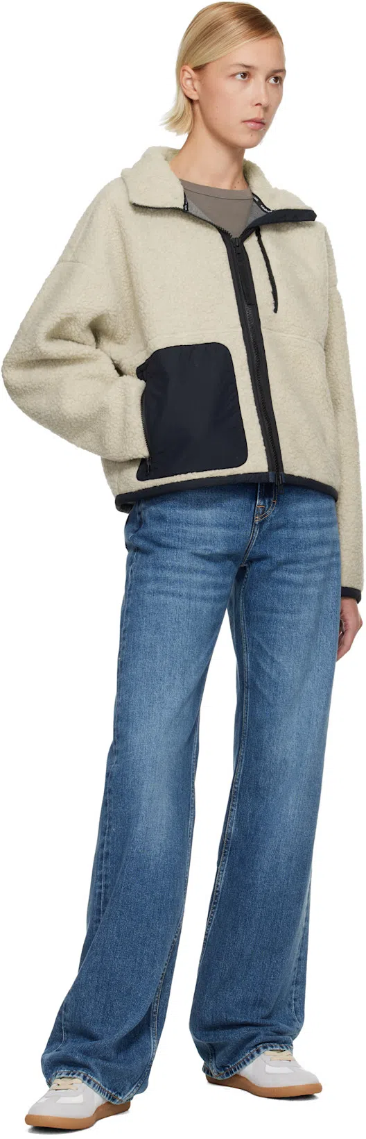 MAISON MARGIELA Low-top Leather Sneakers With Contrasting Details In White