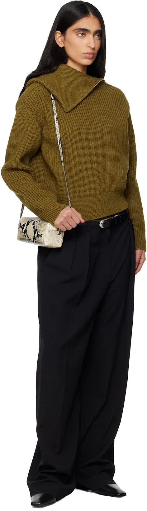 KHAITE Mini Kye Snakeskin Embossed Leather Crossbody Bag In Burgundy