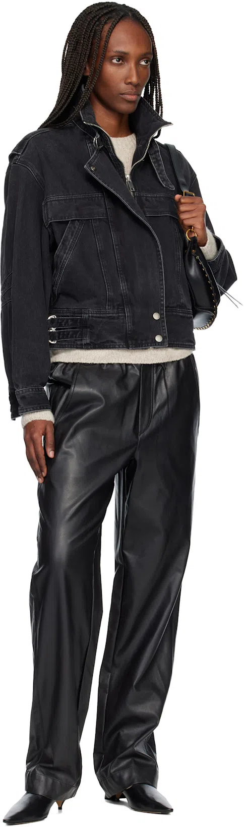 THE ROW Mesh Leather-trimmed Ankle Boots In Blk Black