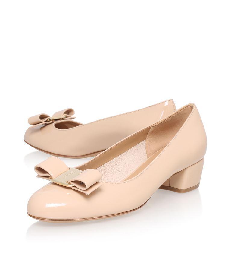 FERRAGAMO Varina Bow-detail Patent Leather Ballet Flats In Macaroons