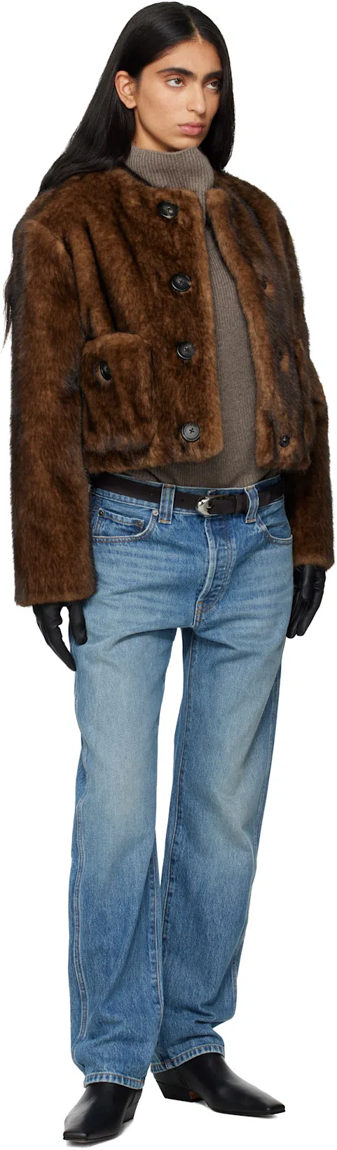 KHAITE Pointed Toe Ankle Boots With Smooth Lamb Leather In Black