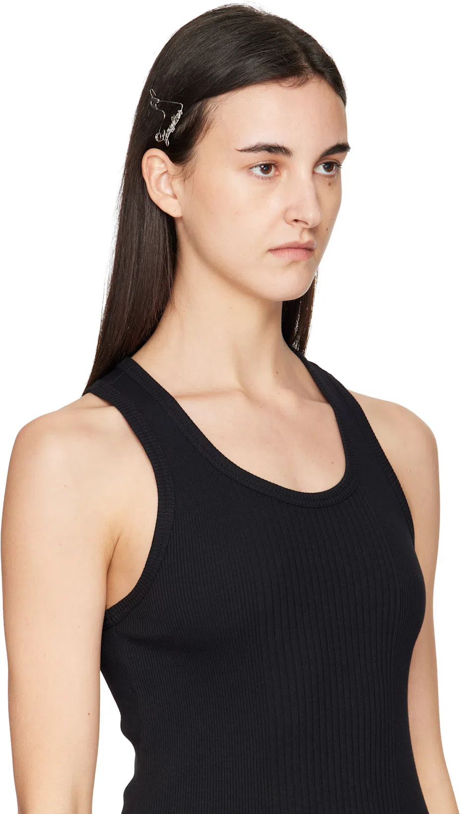 JEAN PAUL GAULTIER Cotton Ribbed Tank Top With Lingerie Garter In Black