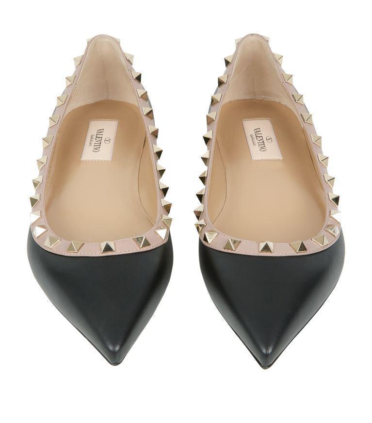 VALENTINO GARAVANI Rockstud Leather Flats In Red V