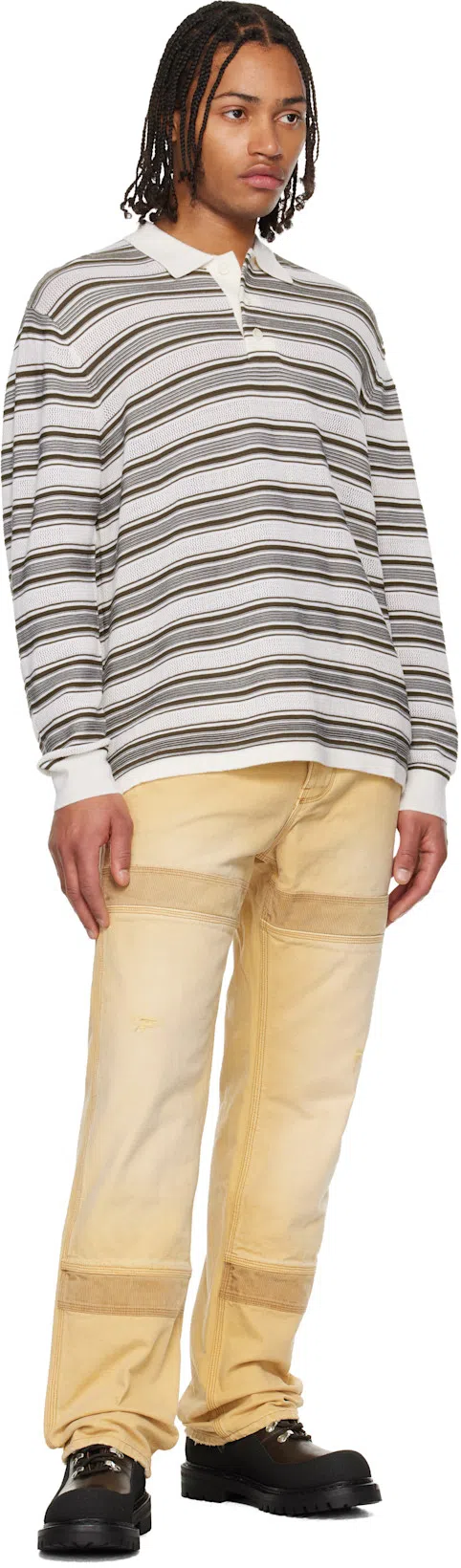 WALES BONNER Japanese Canvas Sierra Straight Trousers In White