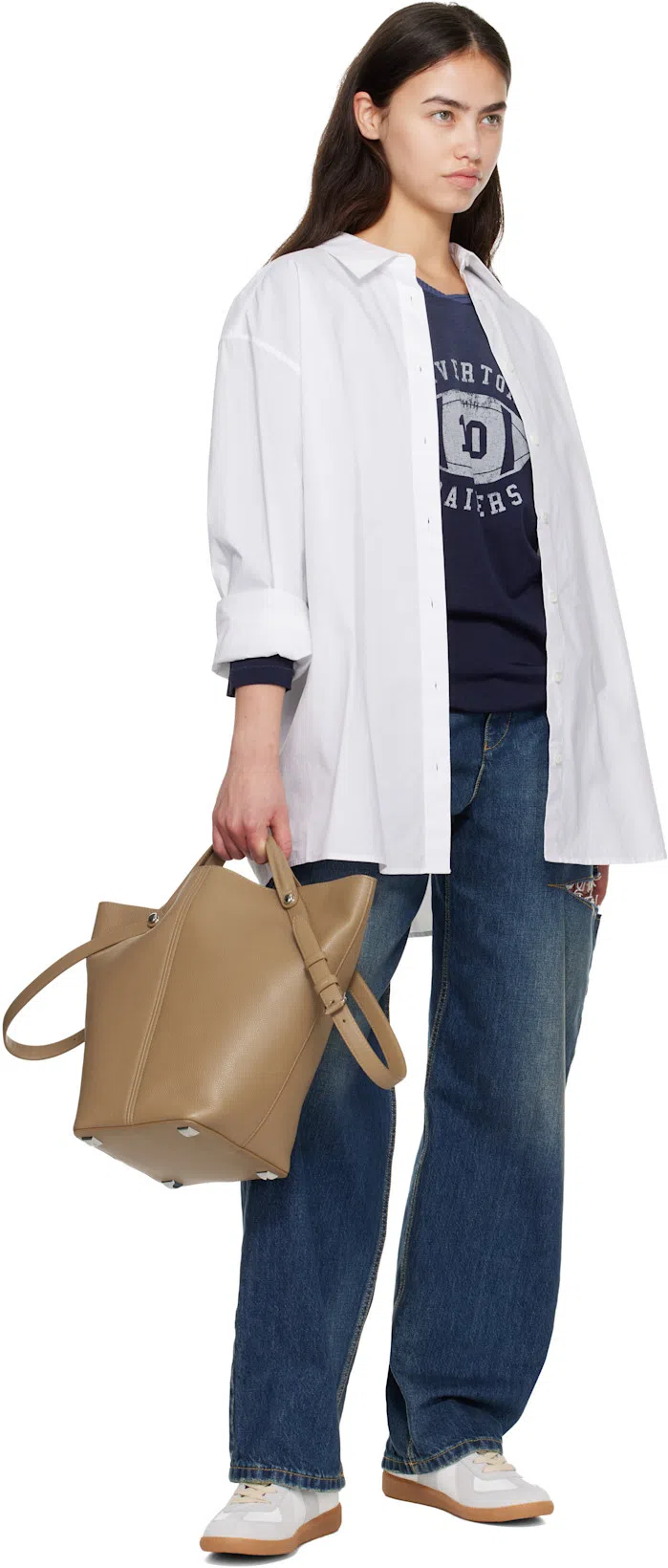 MAISON MARGIELA Low-top Leather Sneakers With Contrasting Details In White