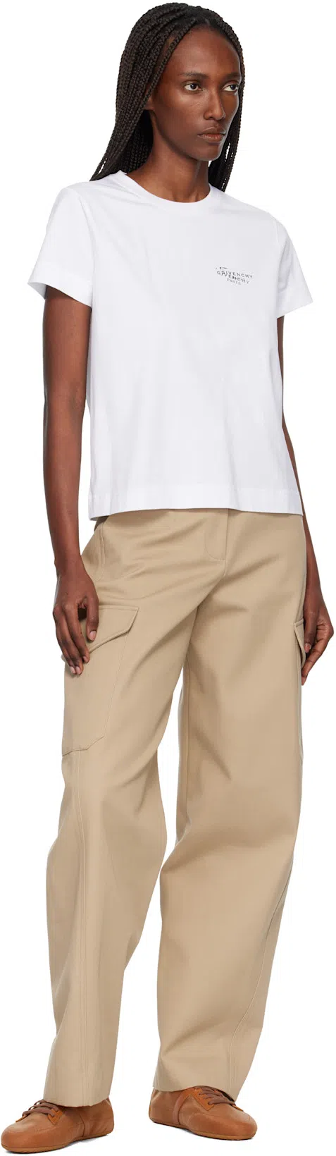 GIVENCHY Womens Beige Cocoon Straight-leg Cotton-wool Blend Trousers In Brown