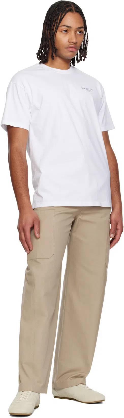 GIVENCHY Men White Crew Neck T-shirt With Logo On Front And Back In Cotton Man