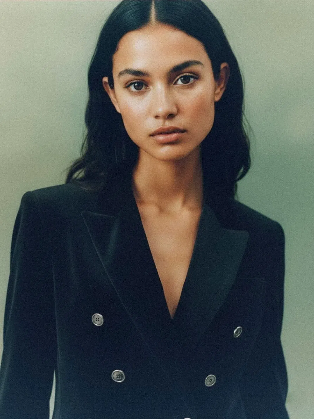 SAINT LAURENT Brown Double-breasted Jacket With Notched Revers And All-over Check Motif In Wool Woman