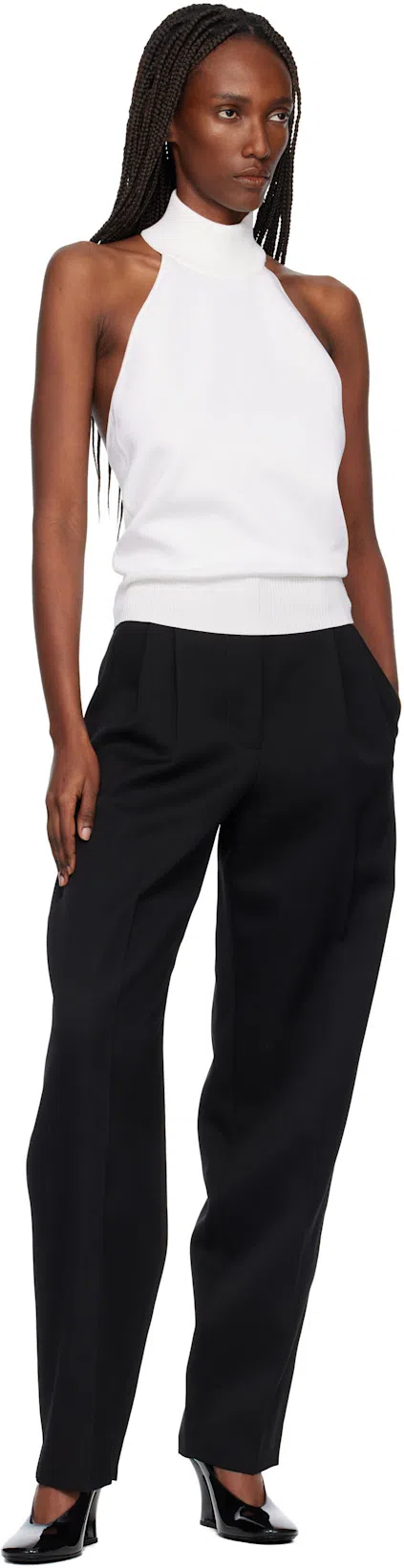 GIVENCHY Glossy Finish Curved Heel Pointed Toe Mules In Black