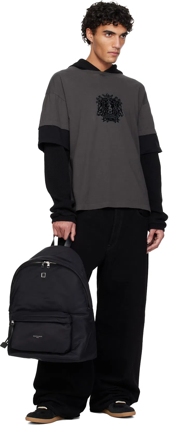 MAISON MARGIELA Casual Low Top Sneakers With Suede Panels In Black