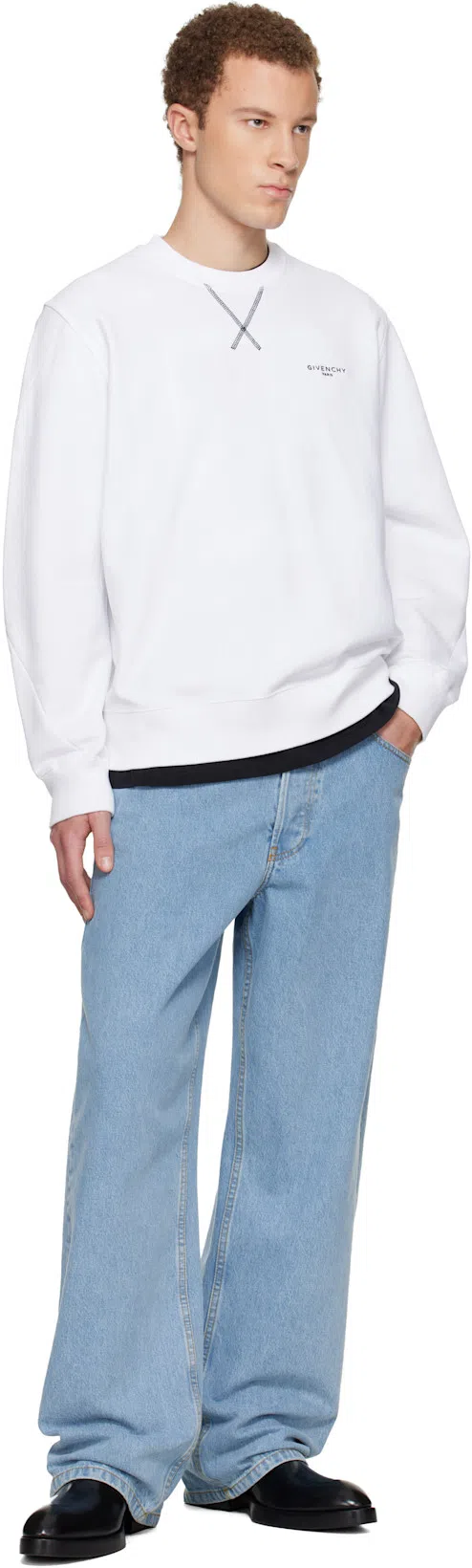 GIVENCHY White Couture Seam Sweatshirt With Embroidered Logo Men