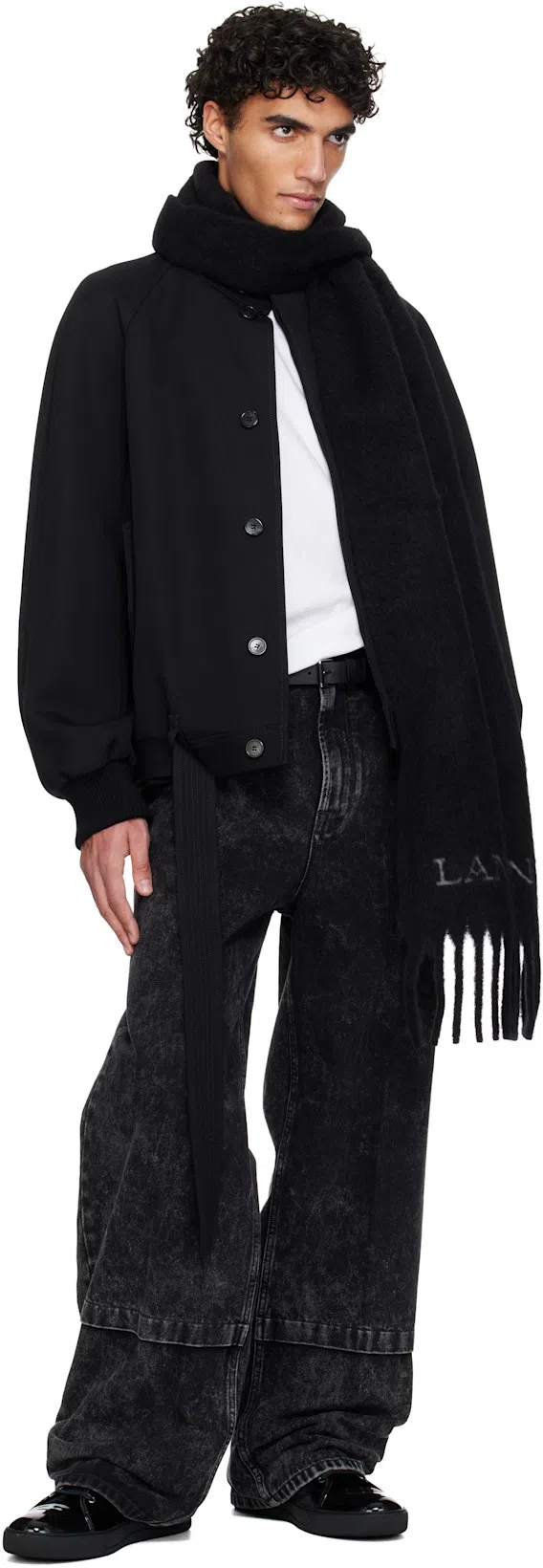 LANVIN Suede And Leather Cap-toe Sneakers In Black