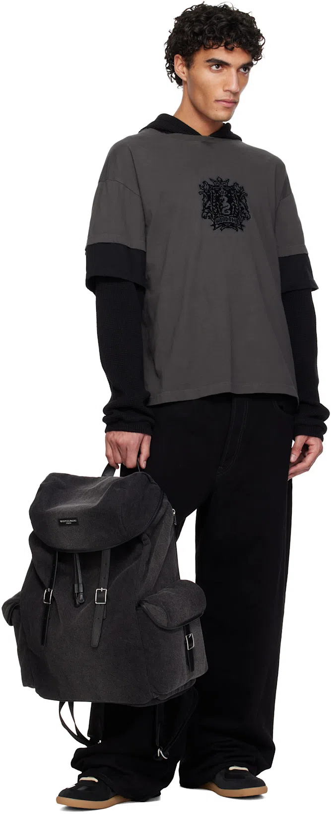 MAISON MARGIELA Casual Low Top Sneakers With Suede Panels In Black