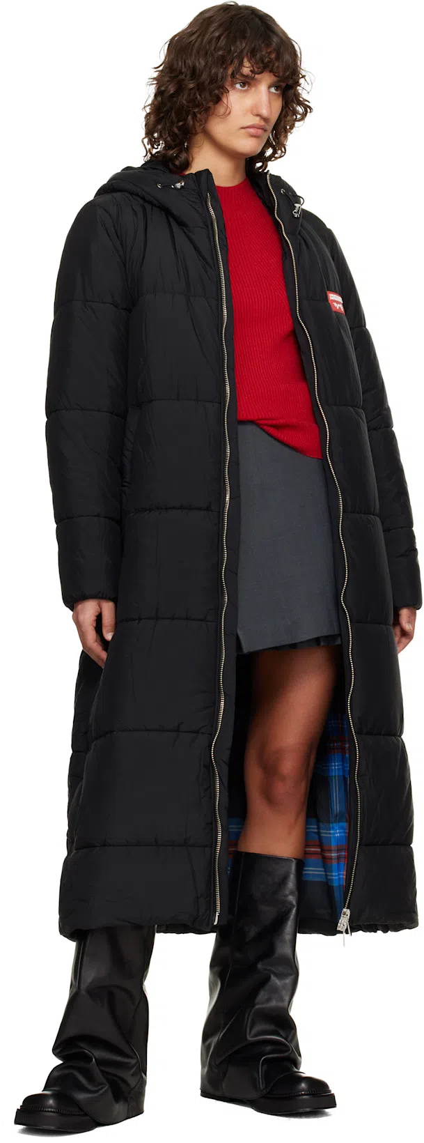 ATTICO Robin Black Boots With Square Toe And Logo Plaque On The Rear In Leather Woman