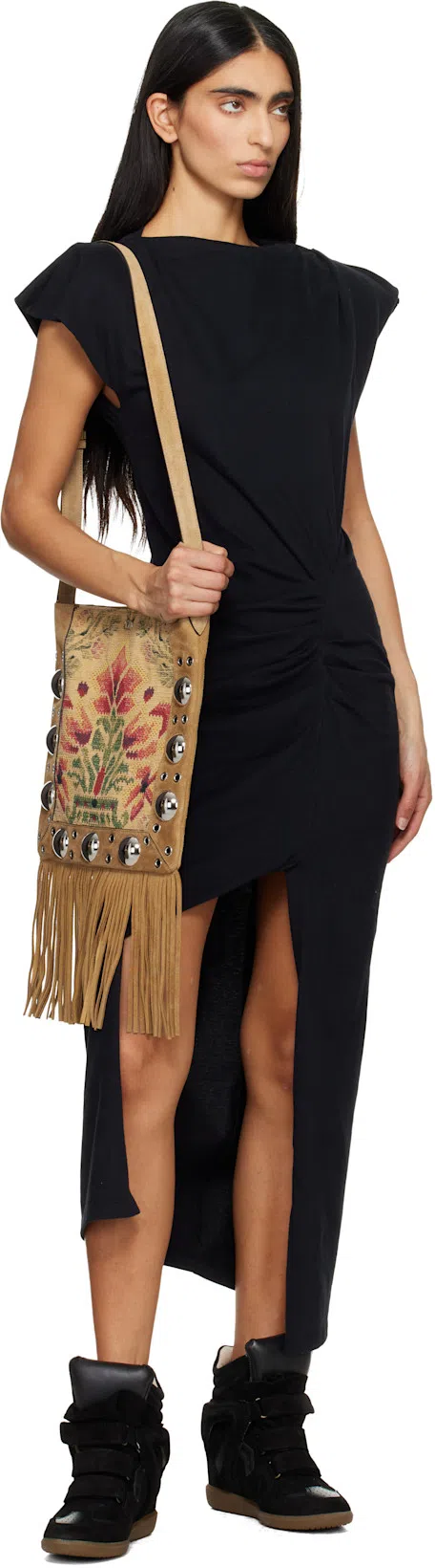 ISABEL MARANT Bekett Leather-trimmed Suede High-top Wedge Sneakers In Black