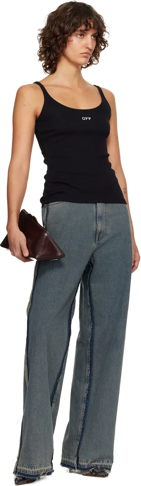 OFF-WHITE Stretch Cotton Tank Top Scoop Neckline In Black