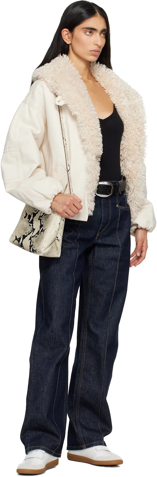 ISABEL MARANT Beth Logo Velcro Straps In White Leather And Suede