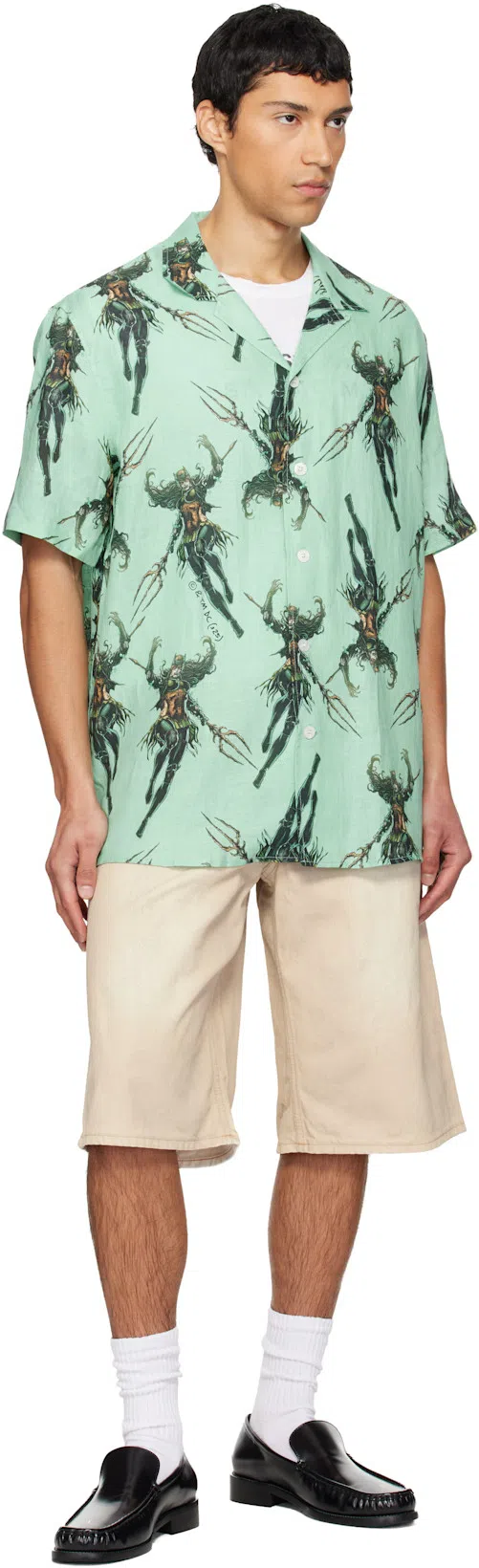 ACNE STUDIOS Stamped Monogram Calf Leather Loafers In Black